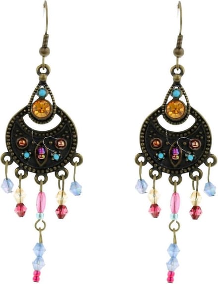 Behave Multi-color oorhangers met antiek goudkleur