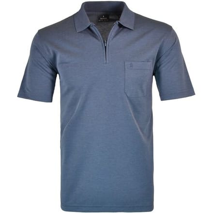 Ragman Uni Easy Care Zipper Poloshirt Pima Cotton Mix Dark Azure / male