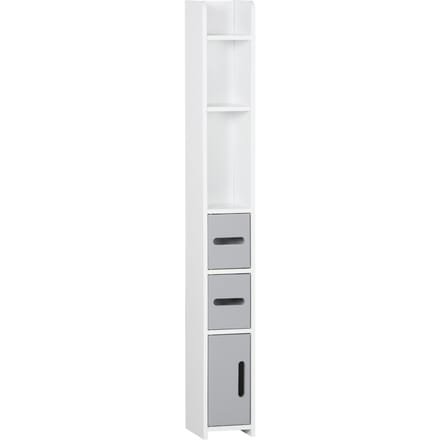 Kleankin Meubelkast hoog toilet badkamerkolom met planken en kasten-15x17x120 cm-Grijs