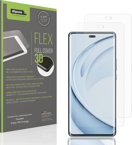 dipos FLEX – 2x Matte Screenprotector geschikt voor Huawei Enjoy 70X Energy | Volledige Schermbescherming | Case-Friendly