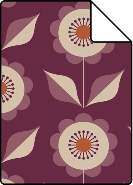 Proefstaal ESTAhome behang bloemen donker paars - 26.5 x 21 cm - 131863-S