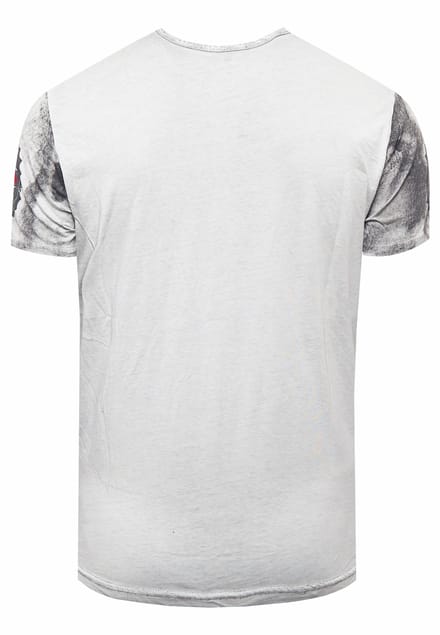 T-shirt met logo-print en knoopsluiting