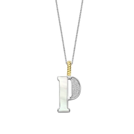 TI SENTO Dames Hanger - 925 zilver - Letter P - Parelmoer - 6840MW_P