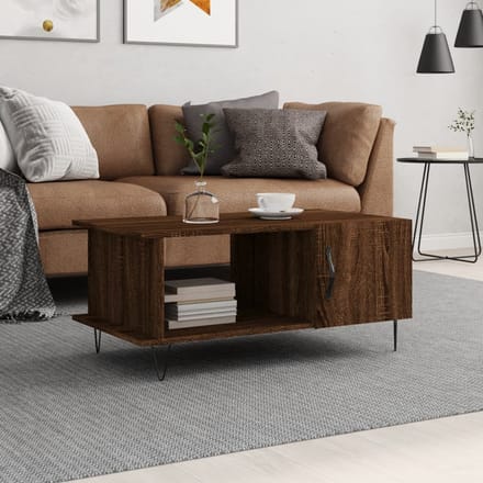 vidaXL - Salontafel - 90x50x40 - cm - bewerkt - hout - bruin - eikenkleur