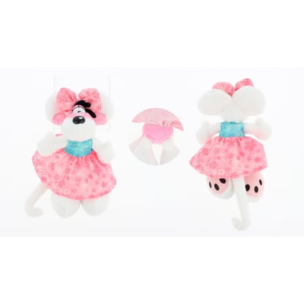 Diddl - zachte pluchen knuffel - 20cm - geborduurde accenten - Diddlina in roze