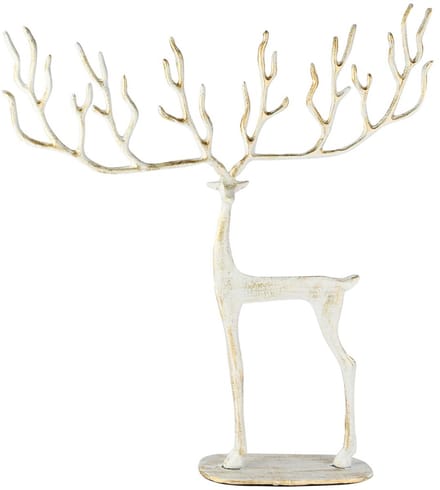 Dekoratief | Deco hert staand m/gewei, wit/goud, metaal, 52x10x48cm | A258188