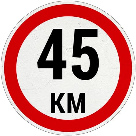 45 km bord | Sign Again materiaal | 30 cm