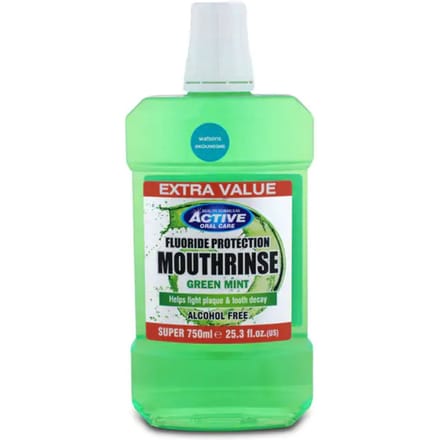 Active Oral Care Fluoride Protection Green Mint Mouthwash 750 ml