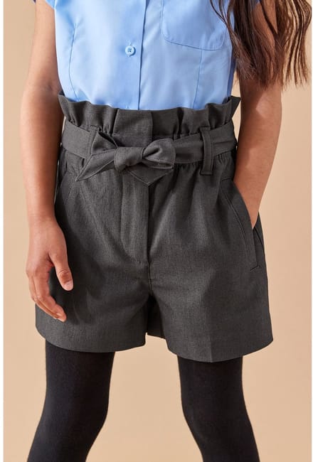 Next - Meisjes - Schoolshorts met geplooide taille - Grijs