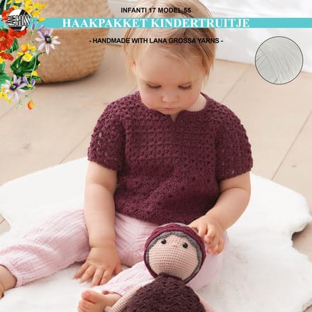 Haakpakket kindertruitje met Cool Wool model 55 van Infanti 17- mt. 80/86- wit