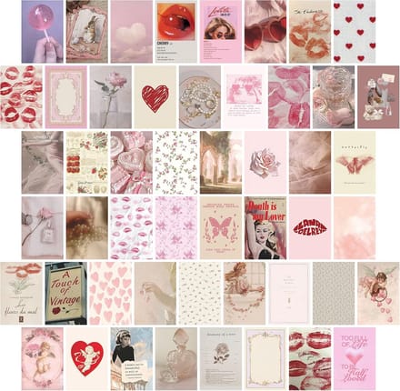 50 Delige Roze Esthetische Kamerdecoratie Collage Set
