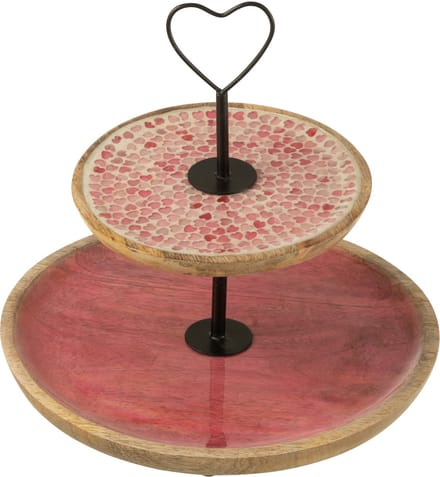 J-Line cake bord 2 bladen - mango hout - roze