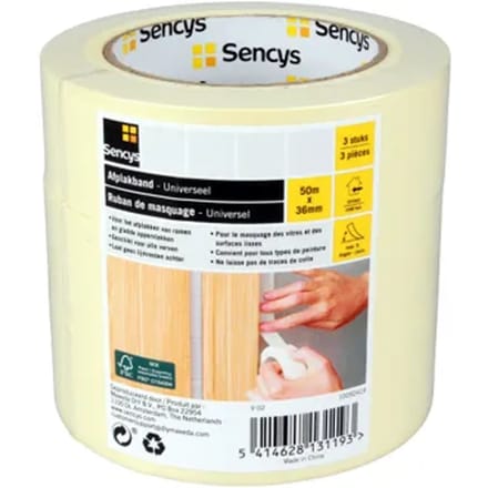Sencys Afplaktape Universeel 50mx36mm 3st