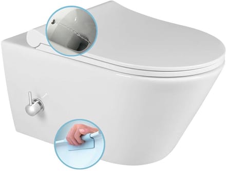 Sapho Avva - Hangend toilet met bidetdouche, Rimless, wit 100315