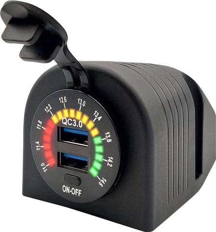 ProRide 12V USB Stopcontact 2 Poorten Opbouw met Schakelaar/Voltmeter - QC3.0 - USB Autolader, Boot en Camper - Complete set