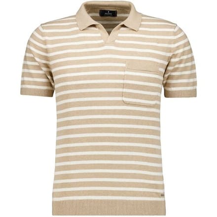 Ragman Trui Short Sleeve Stripe Cotton Linnen Knit Beige / male