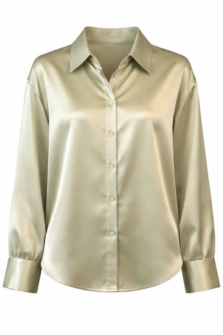 Zijde look Dames Blouse - Groen Goud - Overhemd - Chique - Glimmend
