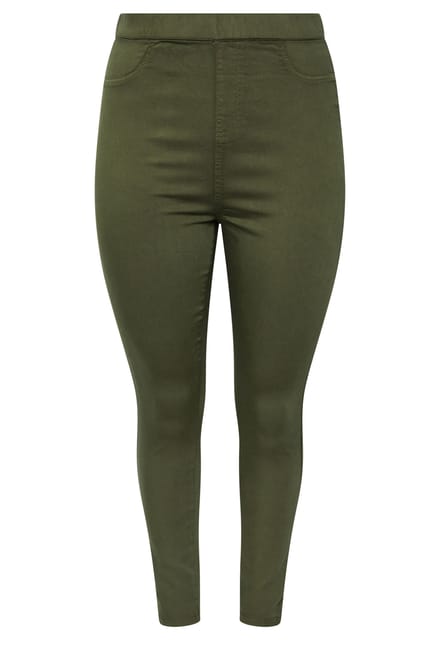 Yours Olijfgroene Grace Jeggings Met Elastische Tailleband Size 44