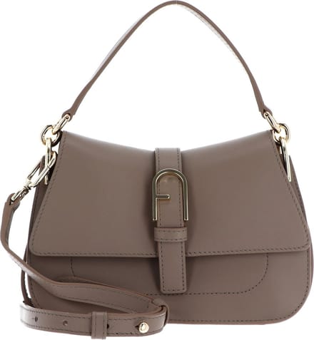 FURLA Leren Schoudertas Handtas Flow Mini Top Handle Greige Taupe