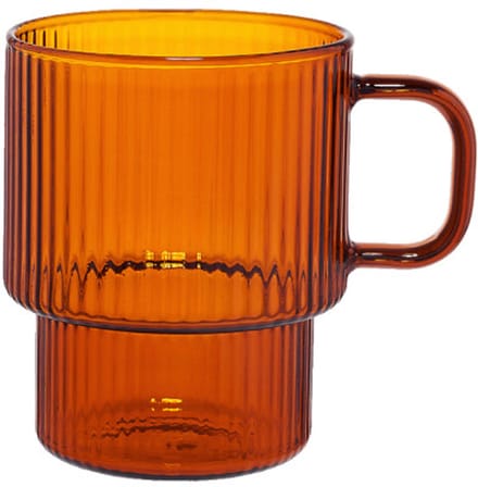 Gegroefd latte glas met oor CHiATO, 260 ml – Bruin