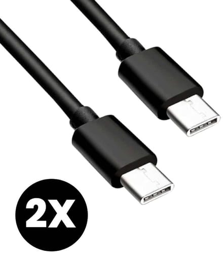 2x USB-C Oplader Kabel - USB-C Naar USB-C Kabel - Oplaadkabel - Lader - Laadkabel - Universeel - Snellader - Zwart - 1 Meter