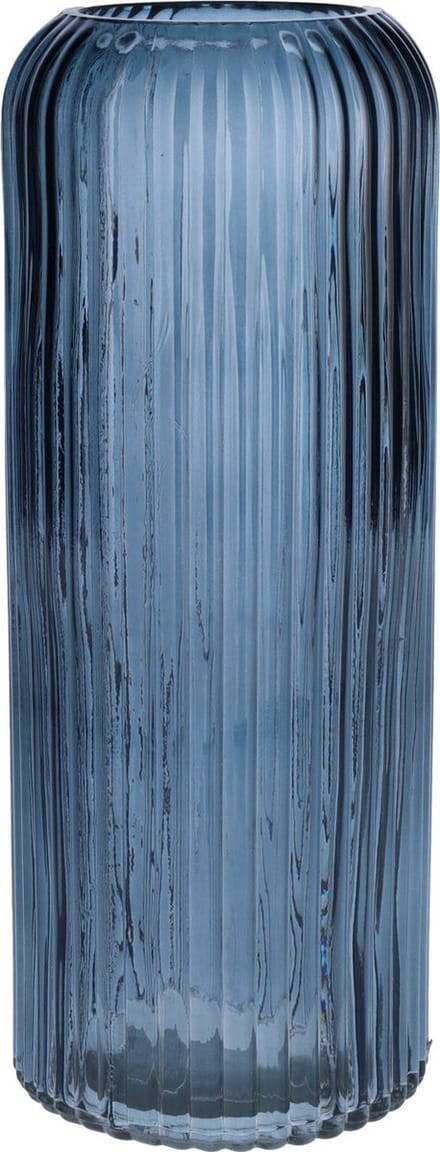 Bellatio Design Bloemenvaas - denim blauw - tansparant glas - 10 x 25 cm - vaas