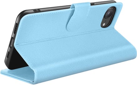 Zanae, Hoesje geschikt voor iPhone 16e - Wallet Case & Magneetsluiting, Lichtblauw