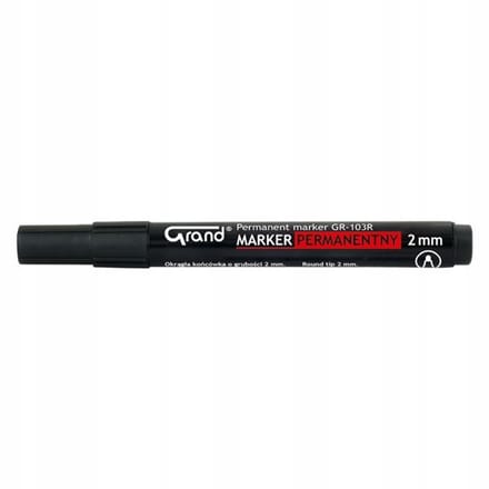 Grand Permanente Marker Zwart, Ronde Punt 2mm