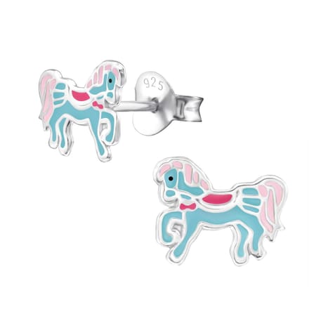 Amanto Kids Oorbellen Frida C - 925 Zilver E-Coating - Paardje  - 9x7mm