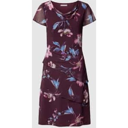 Knielange cocktailjurk met bloemenmotief
