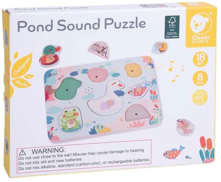 Classic World houten puzzel poel geluid educatief speelgoed.