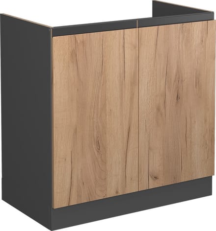 Vicco R-Line Wastafelkast – 80 cm, WB Antraciet Krachtige eik goud