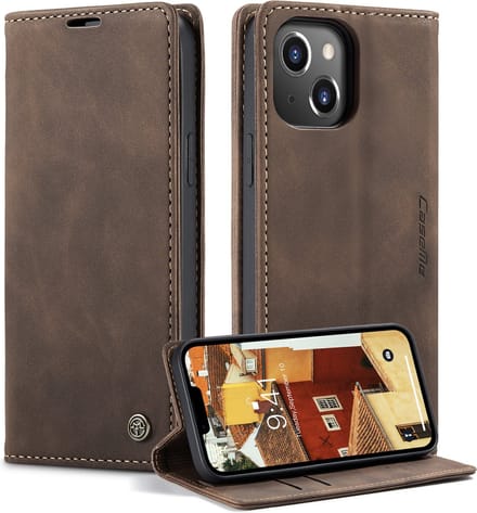 Caseme Retro Wallet Case hoesje geschikt voor iPhone 15 Plus - Coffee