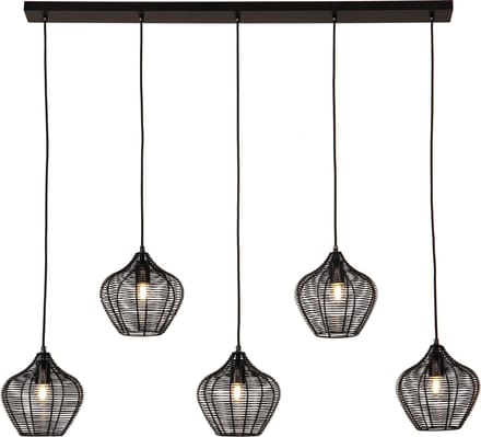 Olucia - PEPITA - Hanglamp - Zwart - 5L - Vorm: Overig