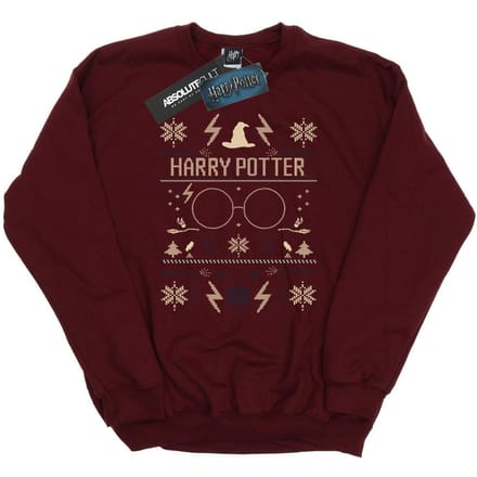 Harry Potter Dames/Dames Sweatshirt met Kerstpatroon (Bourgondië)