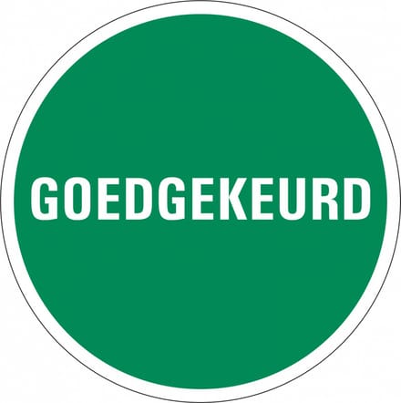Goedgekeurd controlesticker, op vel 30 mm - 18 per kaart