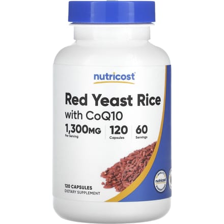 Nutricost, Rode Gist met CoQ10, 1.300 mg, 120 capsules (650 mg per capsule)