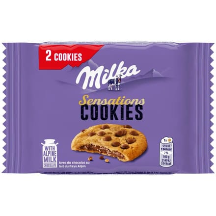 Milka Sensations Cookies Koekjes met melkchocolade stukjes en melkchocoladevulling 52 g