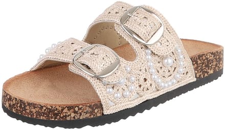 Dames slipper met gespen en pareldetail Mt:36