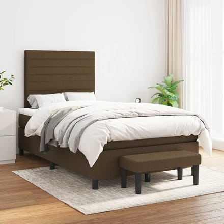vidaXL - Boxspring - met - matras - stof - donkerbruin - 120x190 - cm