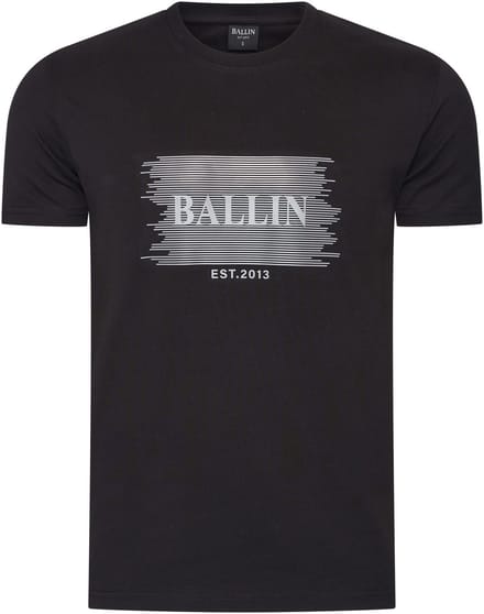 Heren Tee SS met Ballin Est. 2013 Placket Shirt Print - Zwart - Maat L
