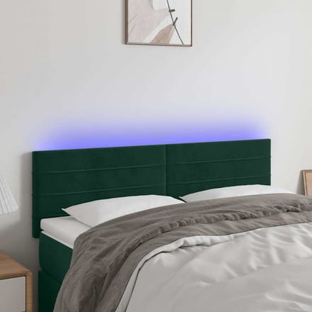 vidaXL - Hoofdbord - LED - 144x5x78/88 - cm - fluweel - donkergroen
