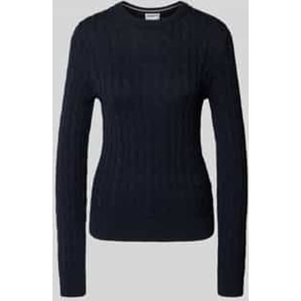 Gebreide pullover met kabelpatroon en ronde hals