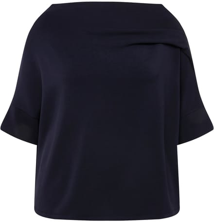 Ulla Popken - Dames - Sweatshirt sierplooien oversized opstaande kraag - Marine - Maat 54+