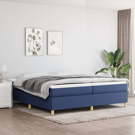 vidaXL - Boxspring - bed - stof - blauw - 200x200 - cm
