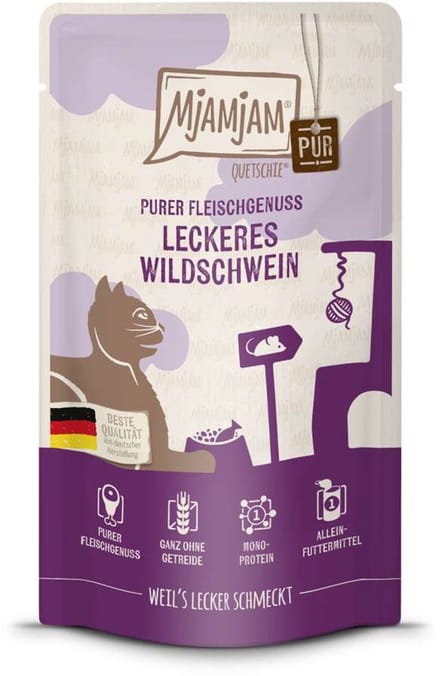 MjAMjAM Cat - Purer Fleischgenuss Pouchbeutel 12x125g | Wildschwein