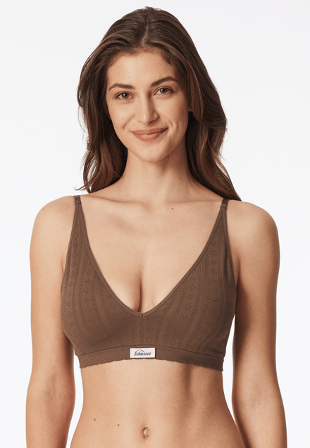 Naadloze bustier met opengewerkte details, donkerbruin - Revival Alma 36