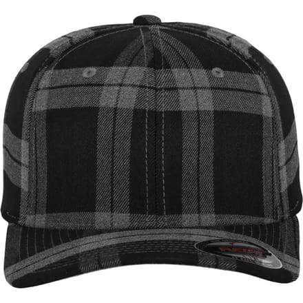 Urban Classics - Tartan Plaid Flexfit pet - L/XL - Zwart/Grijs