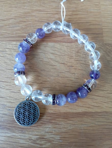 Armband Bergkristal - Amethist met Bloem des Levens