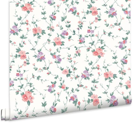 Laura Ashley Priory Behang - Bloemen - 10mx52cm - Roze